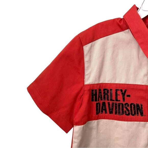 NWT Harley-Davidson Wheels on Steel Live to Ride Kids Red and Cream Shirt in 6 - Picture 2 of 8